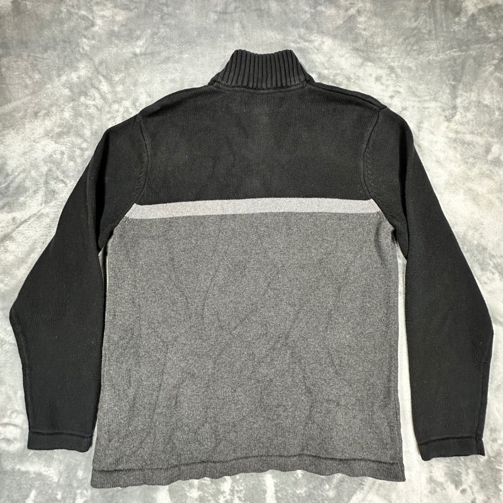 Eddie Bauer Mens Quarter Zip Sweater Black Gray Colorblock Cotton Large 13403595 - Picture 10 of 10